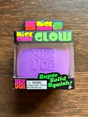NeeDoh Nice Cube Glow Purple Super Solid Squish - Glows in the Dark